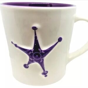 Starbucks Holiday 2006 Snowflakes Purple Star Mug White 17 oz Coffee Tea Cup